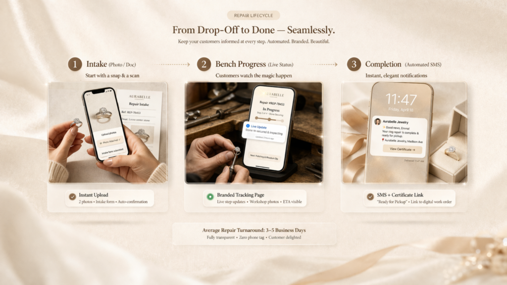 A breakdown of features for Clarity POS, including real-time inventory tracking, integrated accounting, and jewelry-specific reporting tools.